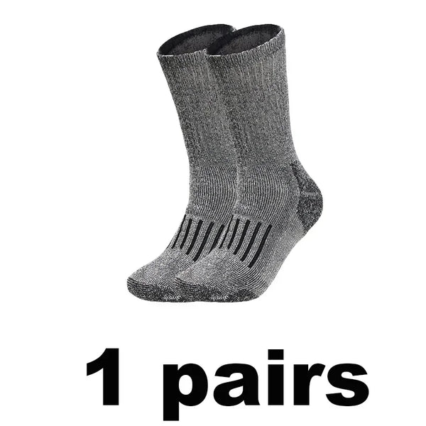 1/2/3 Pairs Merino Wool Socks Men's Autumn Winter Thickened Thermal Socks Mountaineering Breathable Outdoor Sports Socks Large