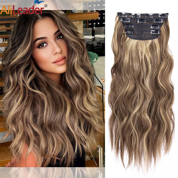 4Pcs/Set 20Inch Synthetic Hair Clip in Long Wavy Thick Hairpieces