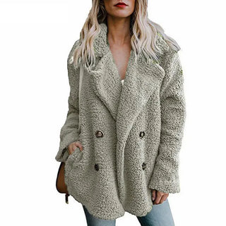 Buy grey Plush Coat Women Winter Jackets Fluffy Teddy Coat Female Warm Artificial Fleece Winter Clothes Manteau Femme