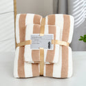 1 Set Striped Towel Bath Towel Household Coral Velvet Baby Bath Towel Soft Thickened Plush Children's Absorbent Bath Towel