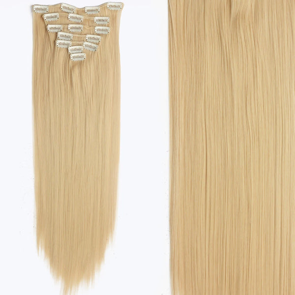 22Inch Long Straight Wavy Hair Extension 7Pcs/Set 16 Clips