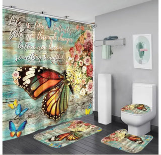 Buy a12 4 Pcs Shower Curtain Sets With 12 Hooks