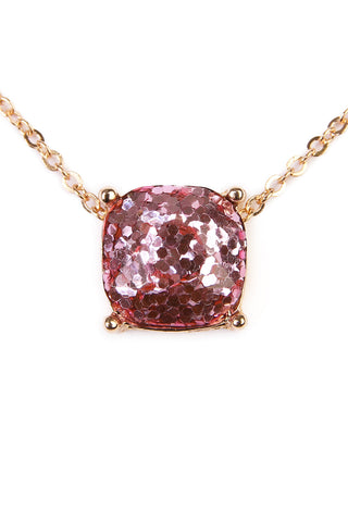 Buy pink Cushion Glitter Necklace