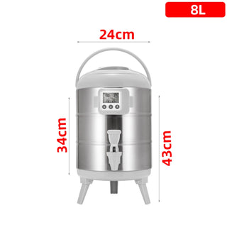 Buy 8l1 100% Stainless Steel Barrel With Thermometer Milk Tea Barrel Heat Cold Insulation Barrel Commercial Bucket Soy Milk Container