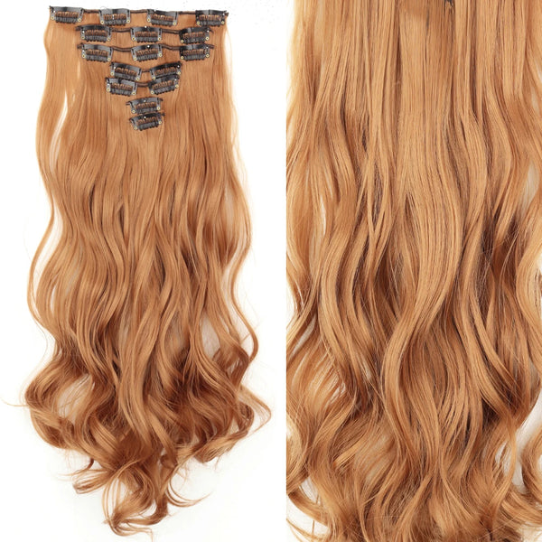 22Inch Long Straight Wavy Hair Extension 7Pcs/Set 16 Clips