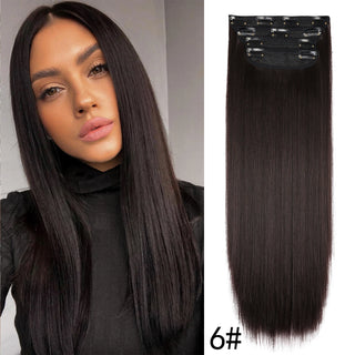 Buy 6-zhi 4Pcs/Set 20Inch Synthetic Hair Clip in Long Wavy Thick Hairpieces