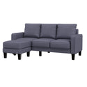 Modern Living Room Furniture L Shape Sofa With Ottoman in Dark Grey Fabric