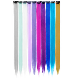 Buy 1b-30hl 10Packs Straight Colored Clip in Hair One Piece Long Synthetic Rainbow 22 Inch Party Highlights Extensions for Women Kids Girls