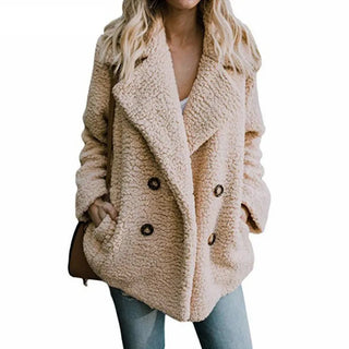 Buy khaki Plush Coat Women Winter Jackets Fluffy Teddy Coat Female Warm Artificial Fleece Winter Clothes Manteau Femme