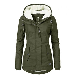 Buy armygreen Hooded  Coats  Mid-Length