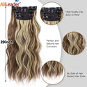 4Pcs/Set 20Inch Synthetic Hair Clip in Long Wavy Thick Hairpieces