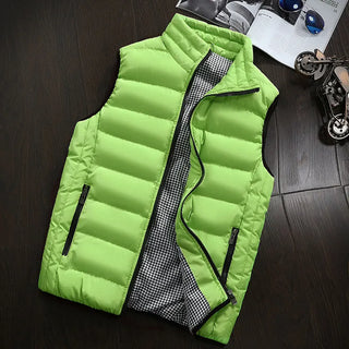 Buy green Vest Men New Stylish Autumn Vests Winter Warm Sleeveless Jacket Army Waistcoat Mens Vest Fashion Casual Coats Mens Plus Size 5XL