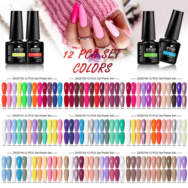 10/12pcs Spring Macaron Nail Gel Polish Set Semi Permanent UV for Manicure Soak Off Gel Nail Polish Kit Varnishes Nail Supplies