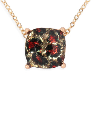 Buy gold-leopard Cushion Glitter Necklace