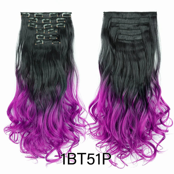 22Inch Synthetic Long Curly 16Clips Clip in Hair Extensions