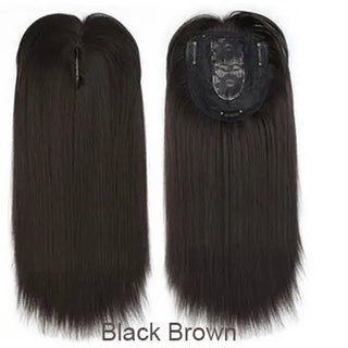 Buy black-brown 14inch Straight Synthetic Clip-In One-Piece Hair Extension