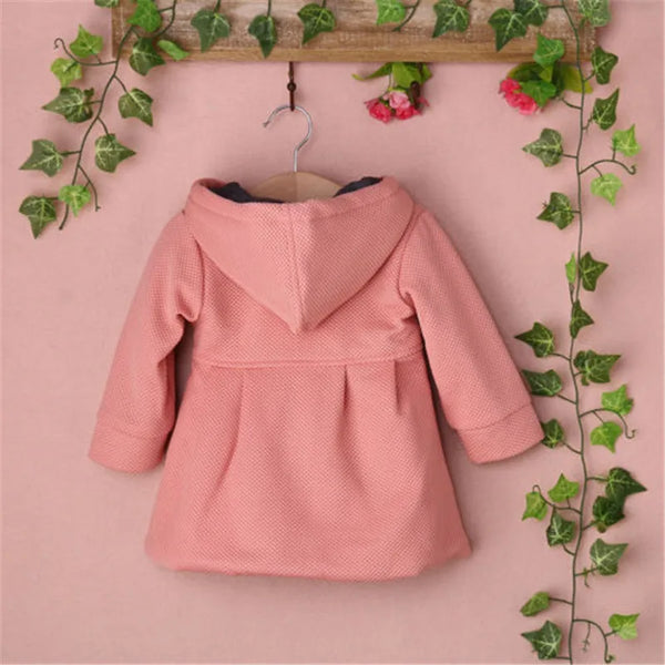 0-36m Baby Girls Coats Autumn Winter Kid Girls Clothes Warm Button Hoodies Coat Kids Girls Jacket Outwear