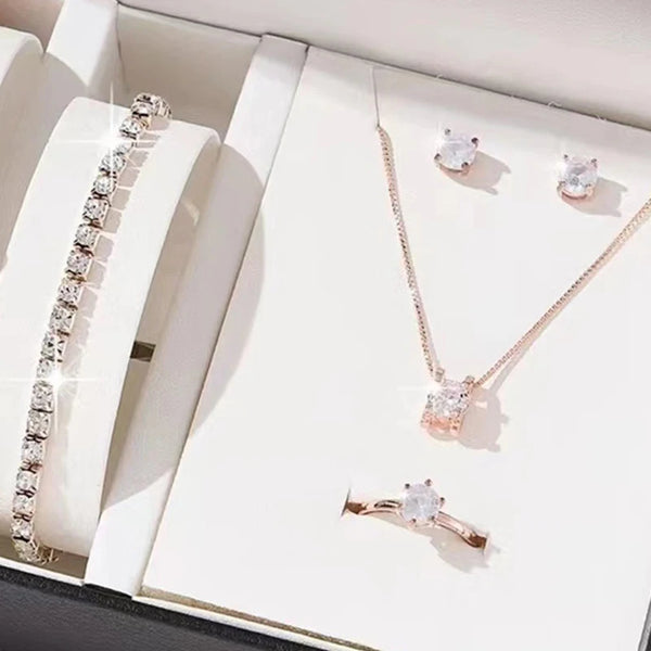 5Pcs Elegant Crystal Jewelry Sets for Women