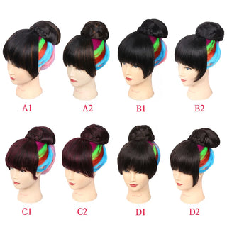 Synthetic Hair Buns With Bangs