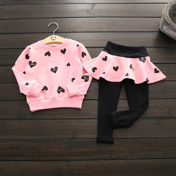 Toddler Girls Clothes Kids Autumn Winter T Shirt Pants Christmas Clothes Girls Printed Outfits Sport Suit Children Clothing Set