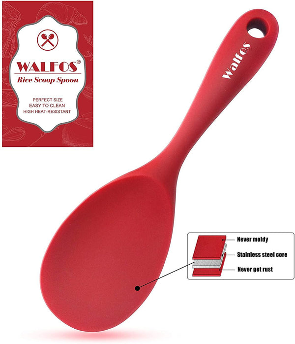 WALFOS Food Grade Heat Resistant Silicone Rice Spoon Heat Resistant Sushi Scoop Silicone Plastic Rice Paddle