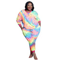 Plus Size Clothing 5xl Two Piece Outfits Women Tye Die Leopard Sweatsuit Home Wear Leggings Tracksuit Wholesale Dropshipping