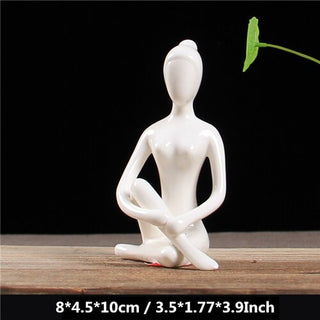 Buy 9 VILEAD 12 Styles White Ceramic Yoga Figurines Ename Yoga Miniatures Abstract Yog Stattues Yoj Figurines Vintage Home Decor