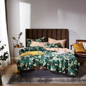 Chinoiserie Style Birds Leaves Printed Egyptian Cotton Soft Duvet Cover Bed Sheet Fitted Sheet Set King Queen Size Bedding Set