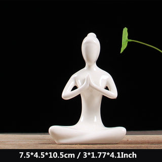 VILEAD 12 Styles White Ceramic Yoga Figurines Ename Yoga Miniatures Abstract Yog Stattues Yoj Figurines Vintage Home Decor