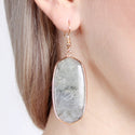 Natural Oval Stone Earrings