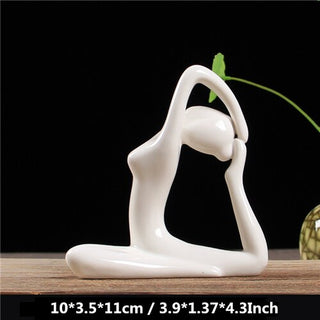 Buy 2 VILEAD 12 Styles White Ceramic Yoga Figurines Ename Yoga Miniatures Abstract Yog Stattues Yoj Figurines Vintage Home Decor