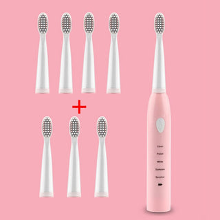 Buy pink-set Ultrasonic Sonic Electric Toothbrush Rechargeable Tooth Brushes Washable Electronic Whitening Teeth Brush Adult Timer Toothbrush