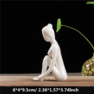 Buy 6 VILEAD 12 Styles White Ceramic Yoga Figurines Ename Yoga Miniatures Abstract Yog Stattues Yoj Figurines Vintage Home Decor