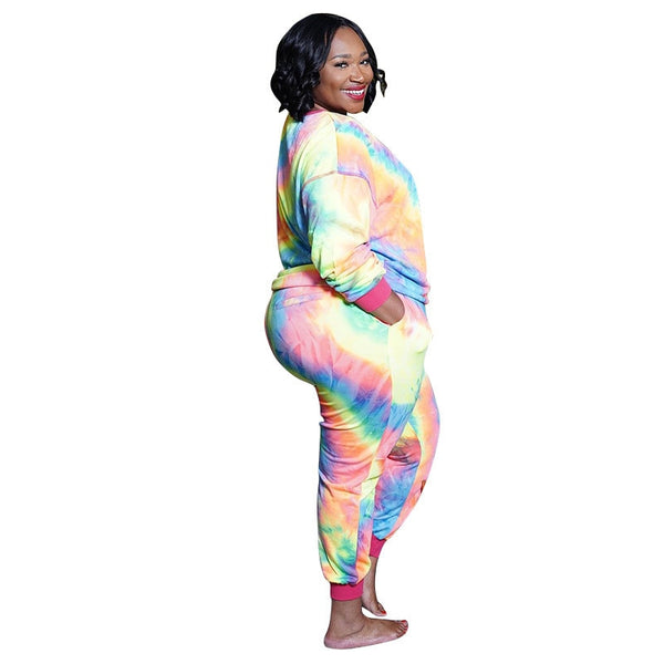 Plus Size Clothing 5xl Two Piece Outfits Women Tye Die Leopard Sweatsuit Home Wear Leggings Tracksuit Wholesale Dropshipping