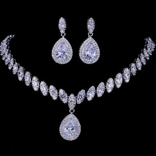 Emmaya Simulated Bridal Jewelry Sets Silver Color Necklace Sets 4 Colors Wedding Jewelry Parure Bijoux Femme