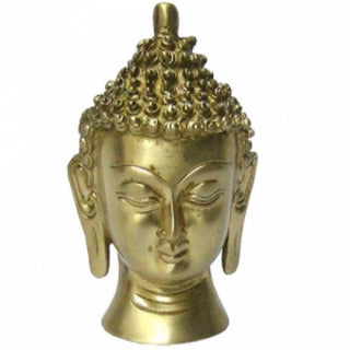 Meditating Buddha  Head Solid Brass Statue 5" H