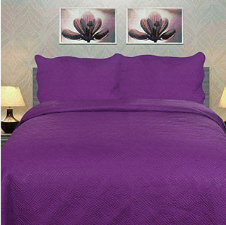 DaDa Bedding Midnight Vineyard Purple Thin & Lightweight Quilted Bedspread Set (LH188)