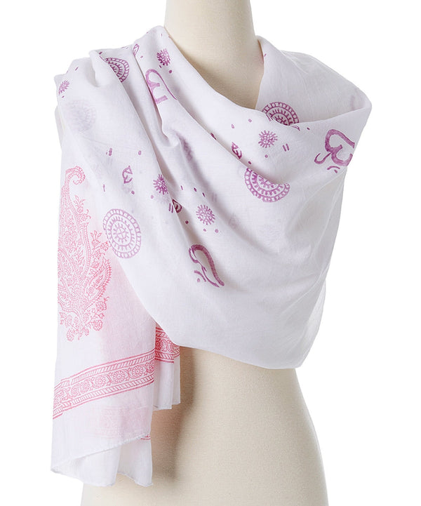 OM Shanti Paisley Design Hand Block Printed Cotton Shawl