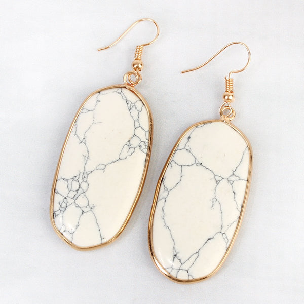 Natural Oval Stone Earrings