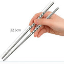 5 Pairs Durable Food Stick Chinese Traditional Flowers Pattern Stainless Steel Chopsticks