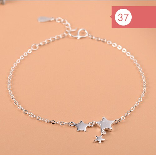 925 Sterling Silver Flower Star Charm Bracelet