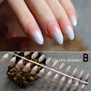 Buy s-b Long Pink Blue Ombre Coffin French Shiny Fake Nails Summer Lovely Salon Glossy Ballet Nails False Nail Medium Art