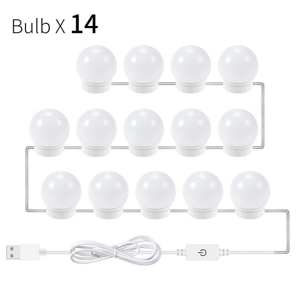 USB Led Mirror Light Bulbs Makeup Vanity Table Mirror Lights Hollywood Mirror Lamp Dressing Mirror Dimmable Cosmetic Lamp