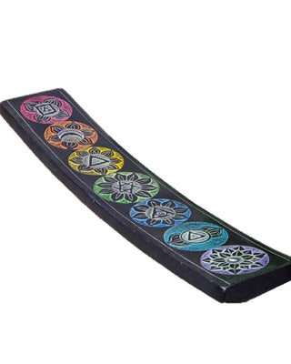 Seven Chakra Soapstone Incense Burner -10" Length