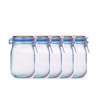 Buy l-5pcs Reusable Mason Jar Zipper Bags