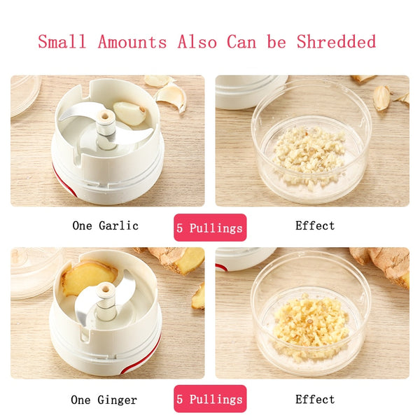 Mini Food Garlic Vegetable Grinder Chopper Mincer Crusher Press for Meat Nuts Pepper Onion Multi-Function Manual Food Processor