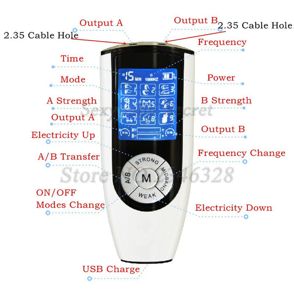 USB Charging Dual Output Electric Shock  Adult Sex Product for Couples