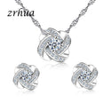 ZRHUA Original 925 Sterling Silver Jewelry Sets Stylish Pendant Necklace Earrings Set for Women Female CZ Christmas Gift