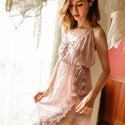 French Elegant Female Sexy Sling Lace Nightgown