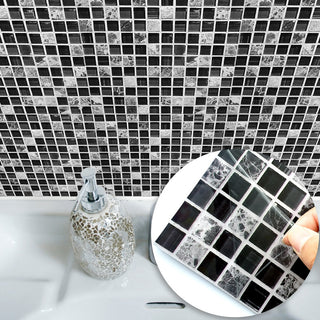 Funlife Self Adhesive Mosaic Tile Sticker,Kitchen Backsplash Bathroom Wall Tile Stickers Decor Waterproof Peel&Stick PVC Tiles